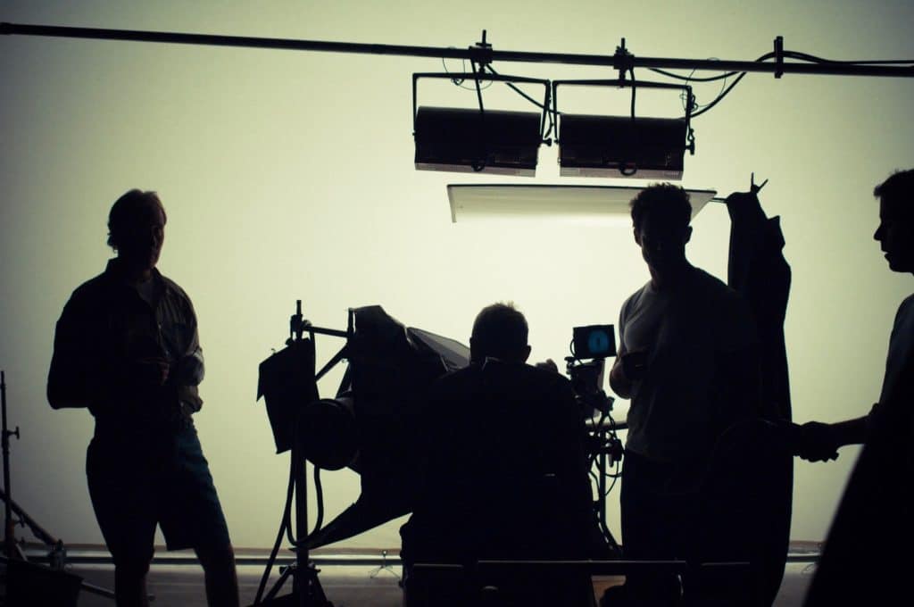 Security services setting up for a movie set