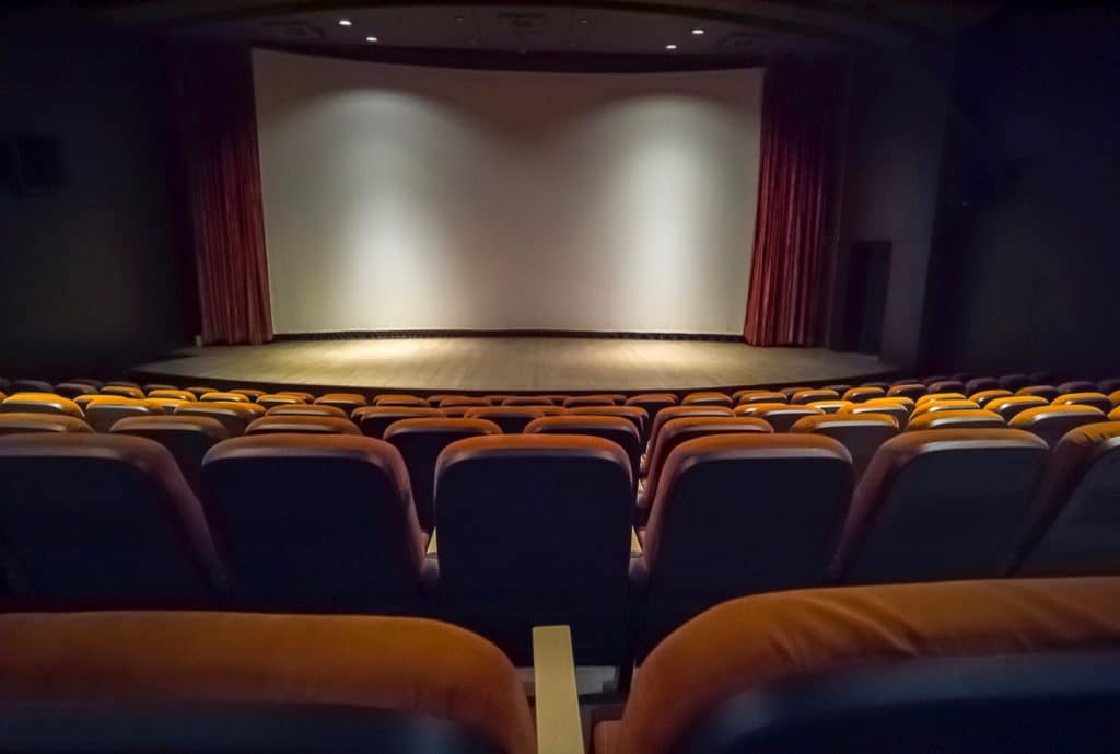 Movie theater being monitored by security service